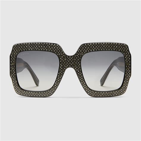 gucci gg 3861 oversized square frame rhinestone sunglasses|Square & Rectangle Sunglasses for Women .